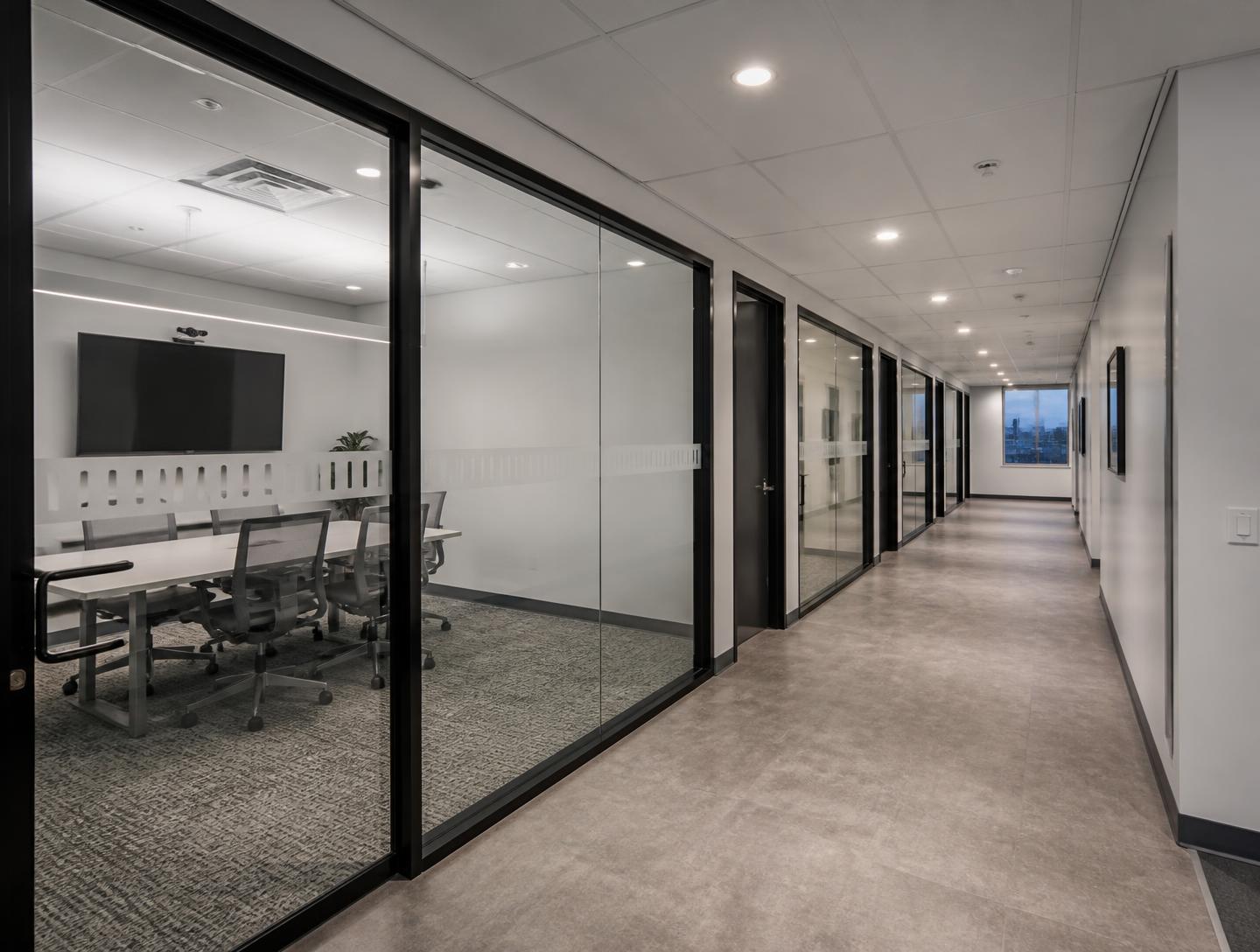 Completed office refurbishment corridor